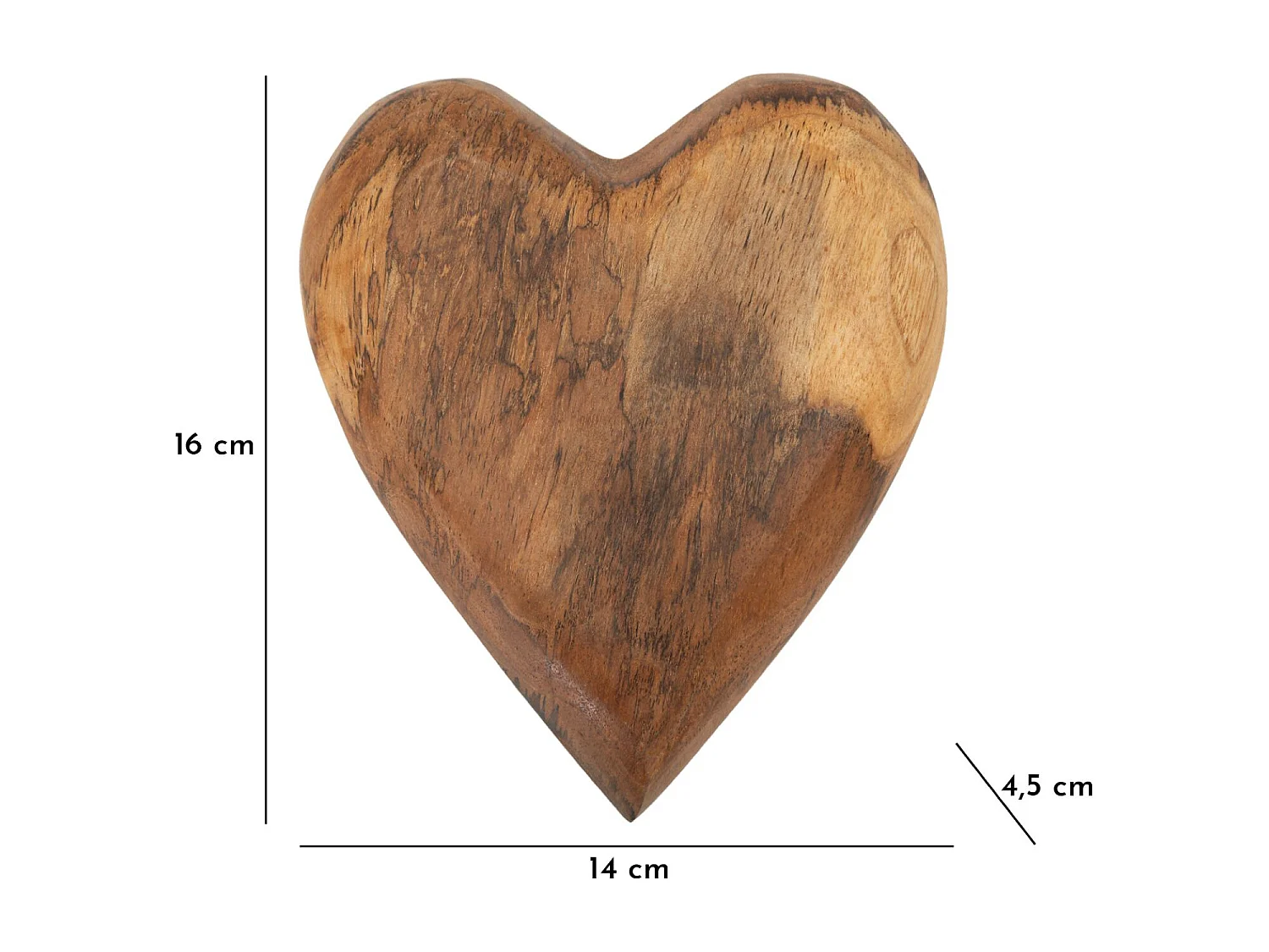Cœur Déco en Teck "Haki" 16cm Naturel