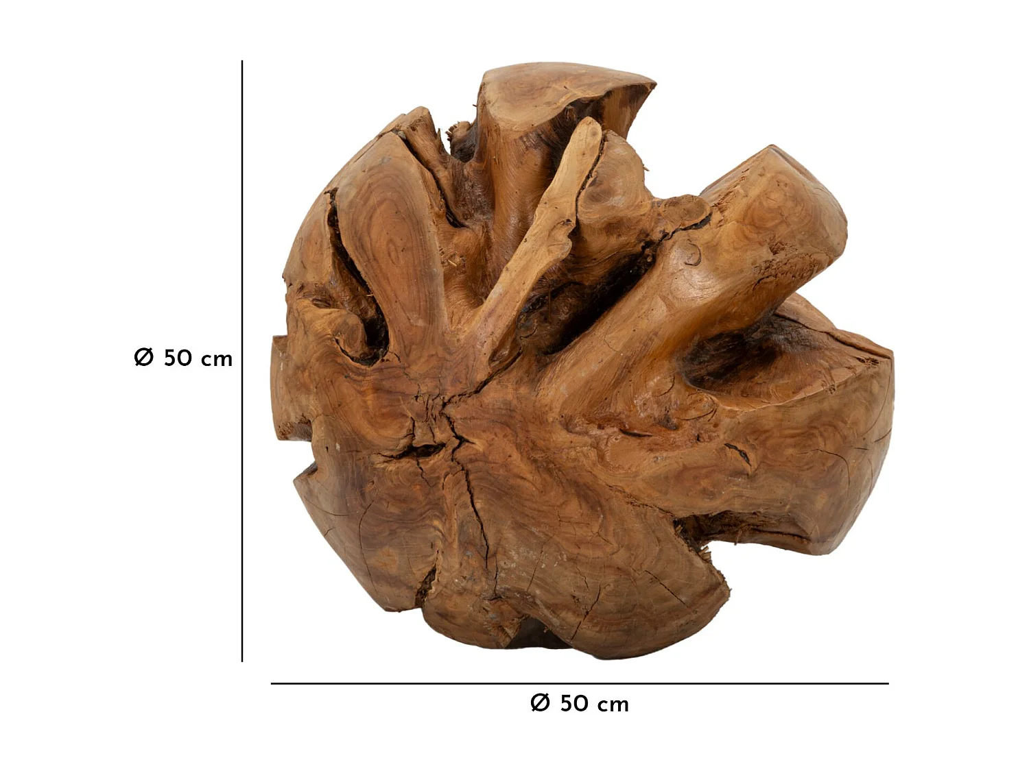 Objet Déco Rond en Teck "Balle" 50cm Naturel