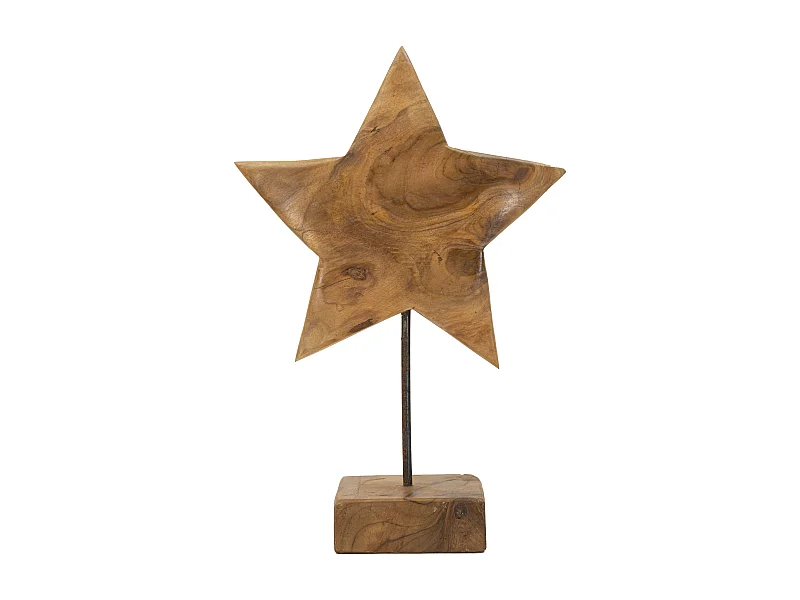 Objet Déco en Teck "Étoile" 42cm Naturel