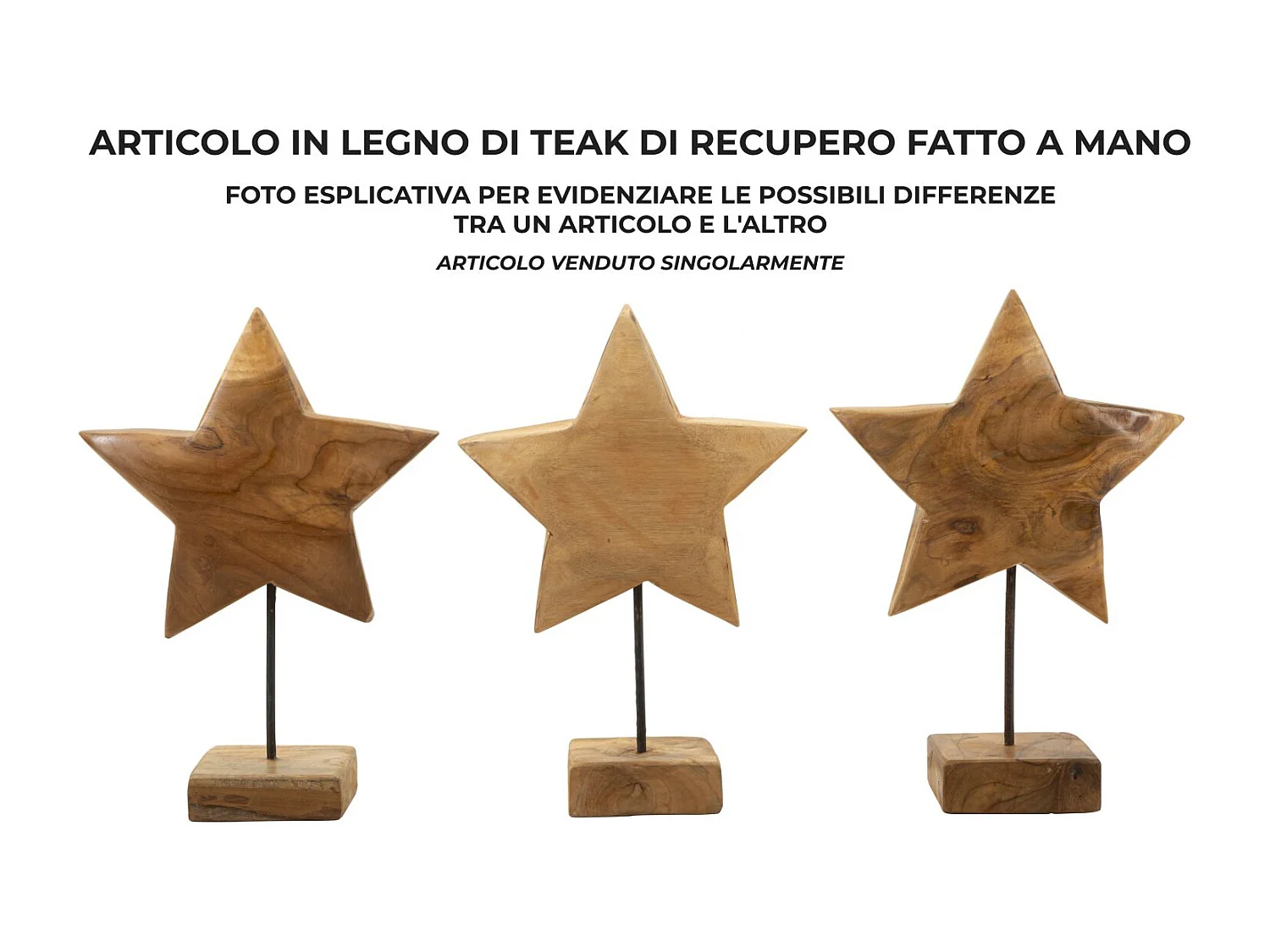 Objet Déco en Teck "Étoile" 42cm Naturel