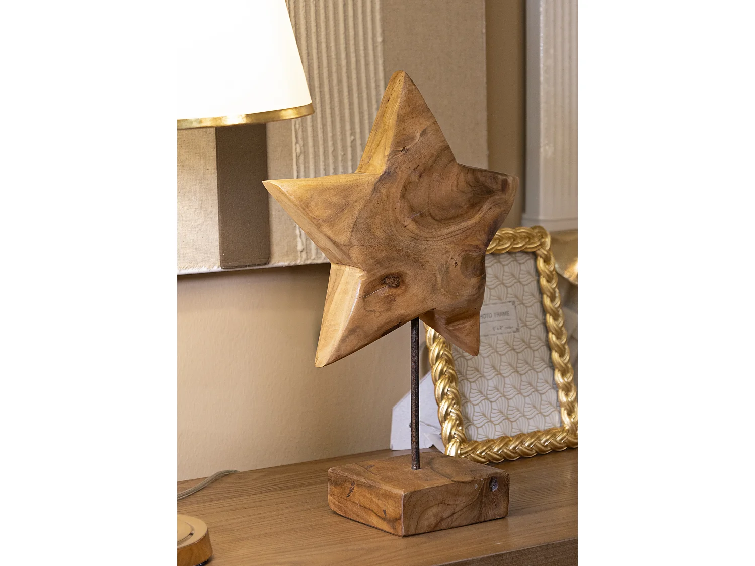 Objet Déco en Teck "Étoile" 42cm Naturel