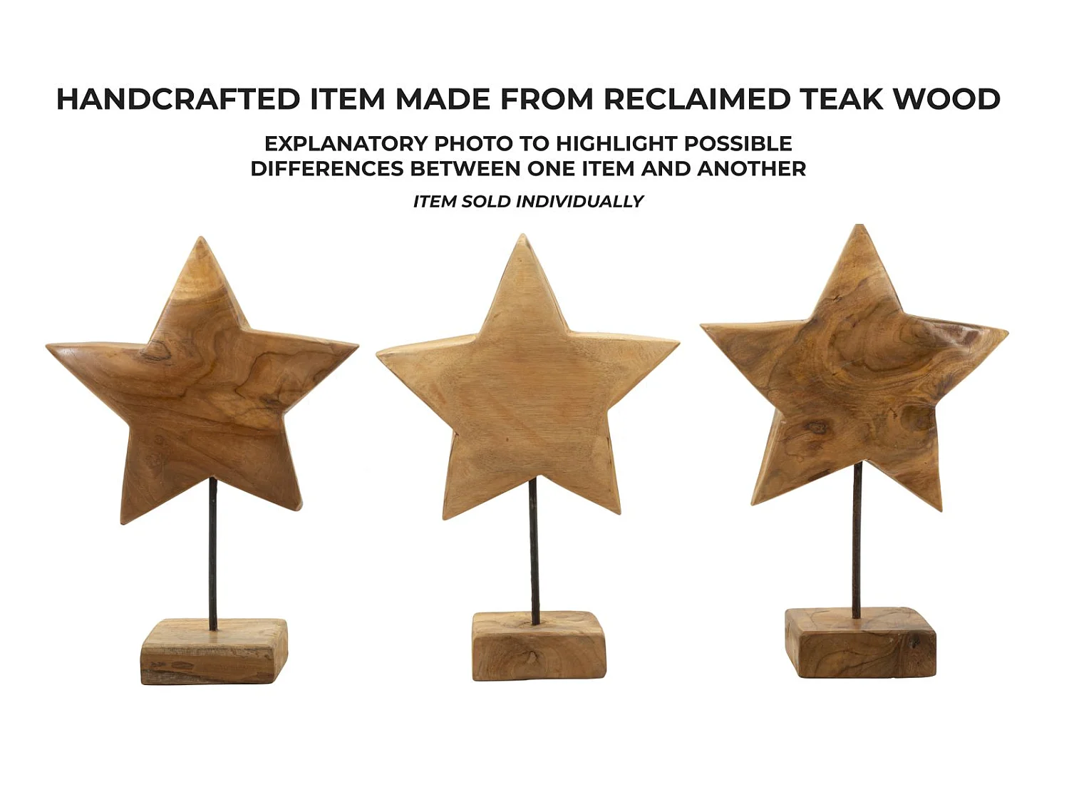 Objet Déco en Teck "Étoile" 42cm Naturel