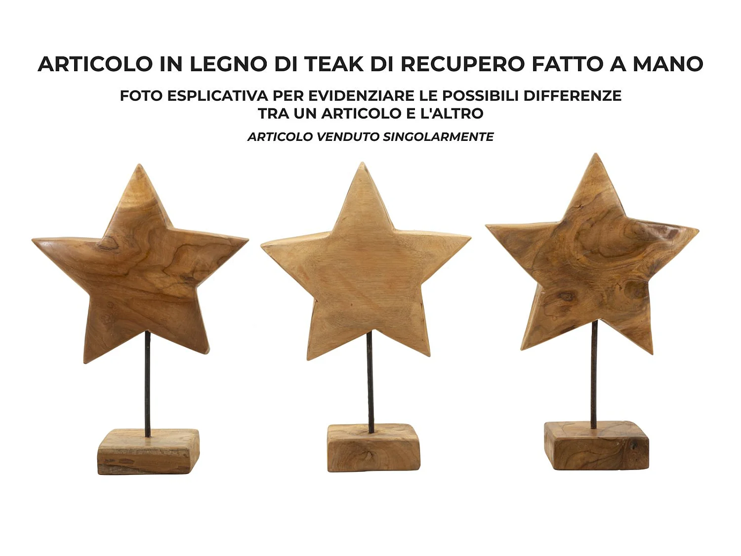 Objet Déco en Teck "Étoile" 42cm Naturel