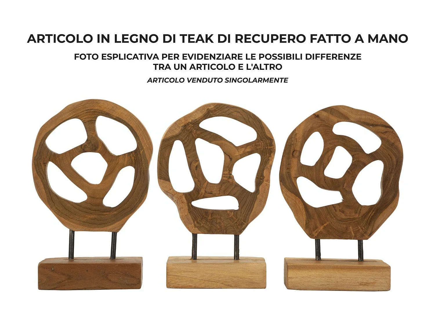 Objet Déco en Teck "Lubang" 27cm Naturel