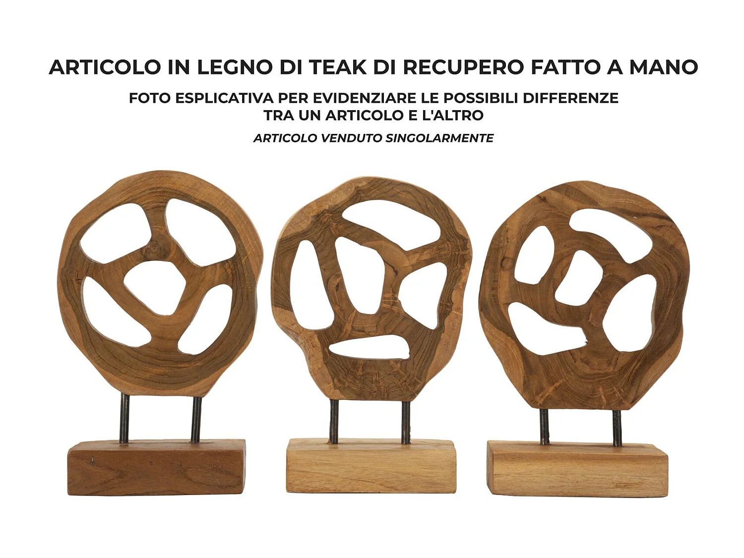 Objet Déco en Teck "Lubang" 27cm Naturel