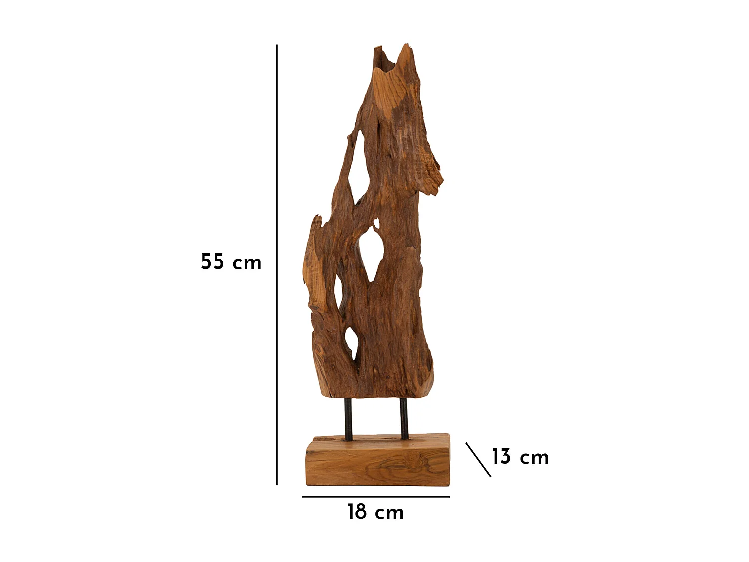Objet Déco Tronc d'Arbre en Teck "Akars" 55cm Naturel