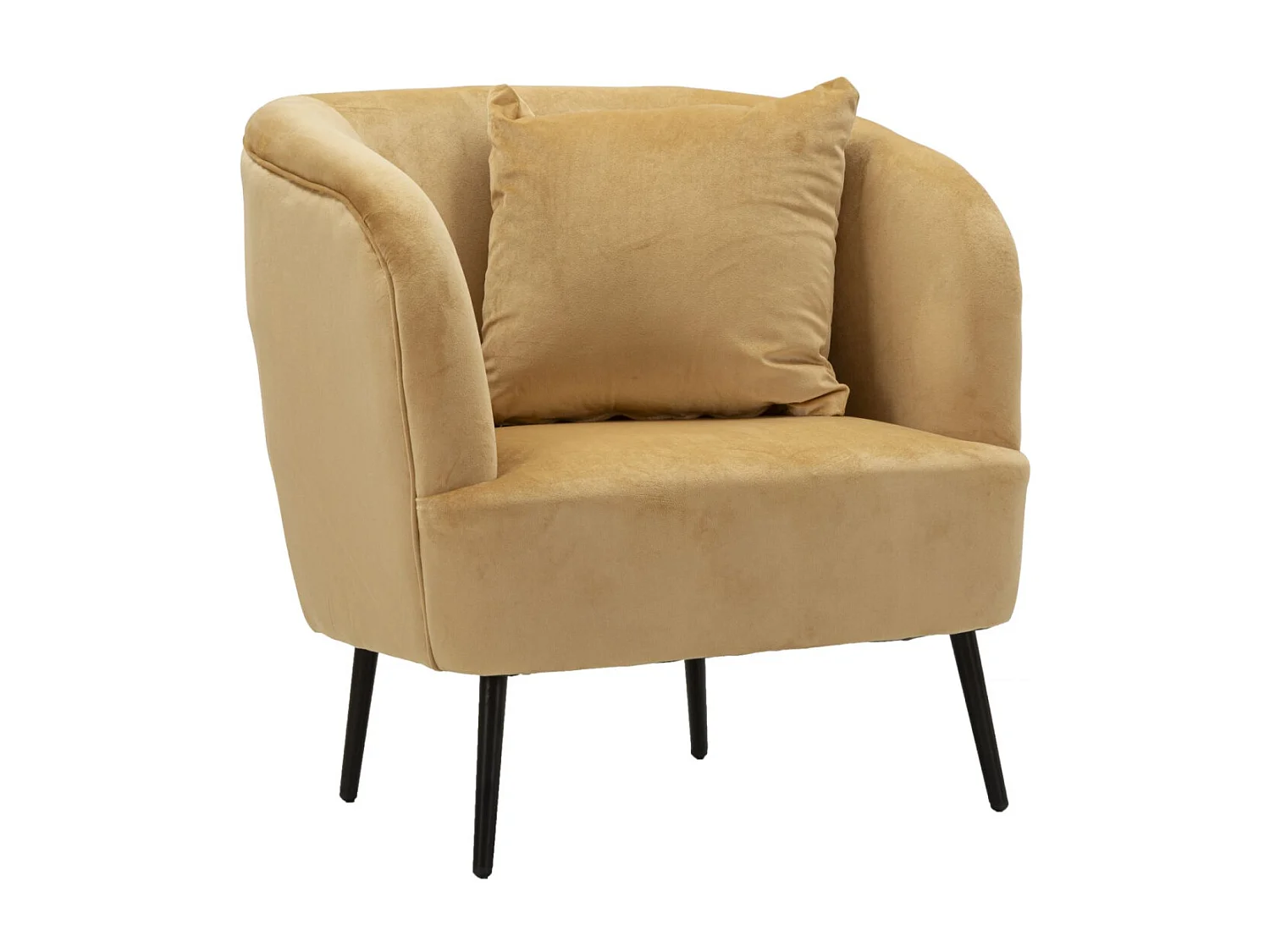 Poltrona in metallo nero e velluto con cuscino cm 73x66x78