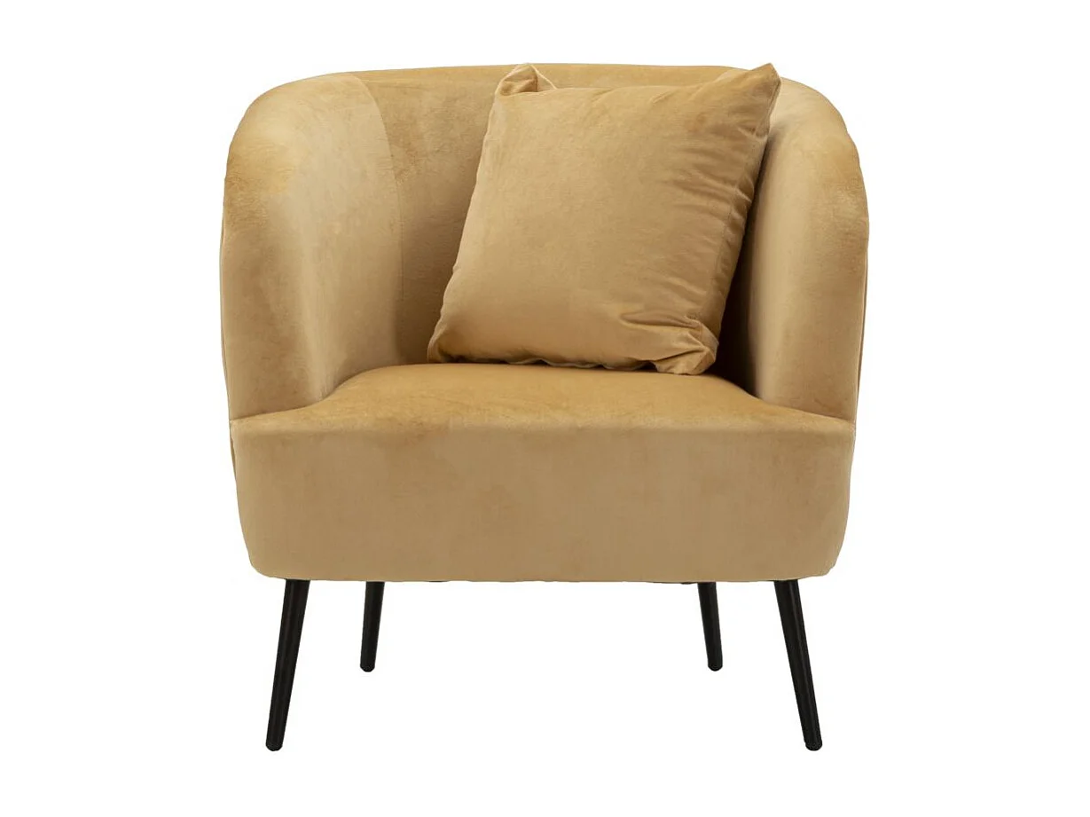 Poltrona in metallo nero e velluto con cuscino cm 73x66x78