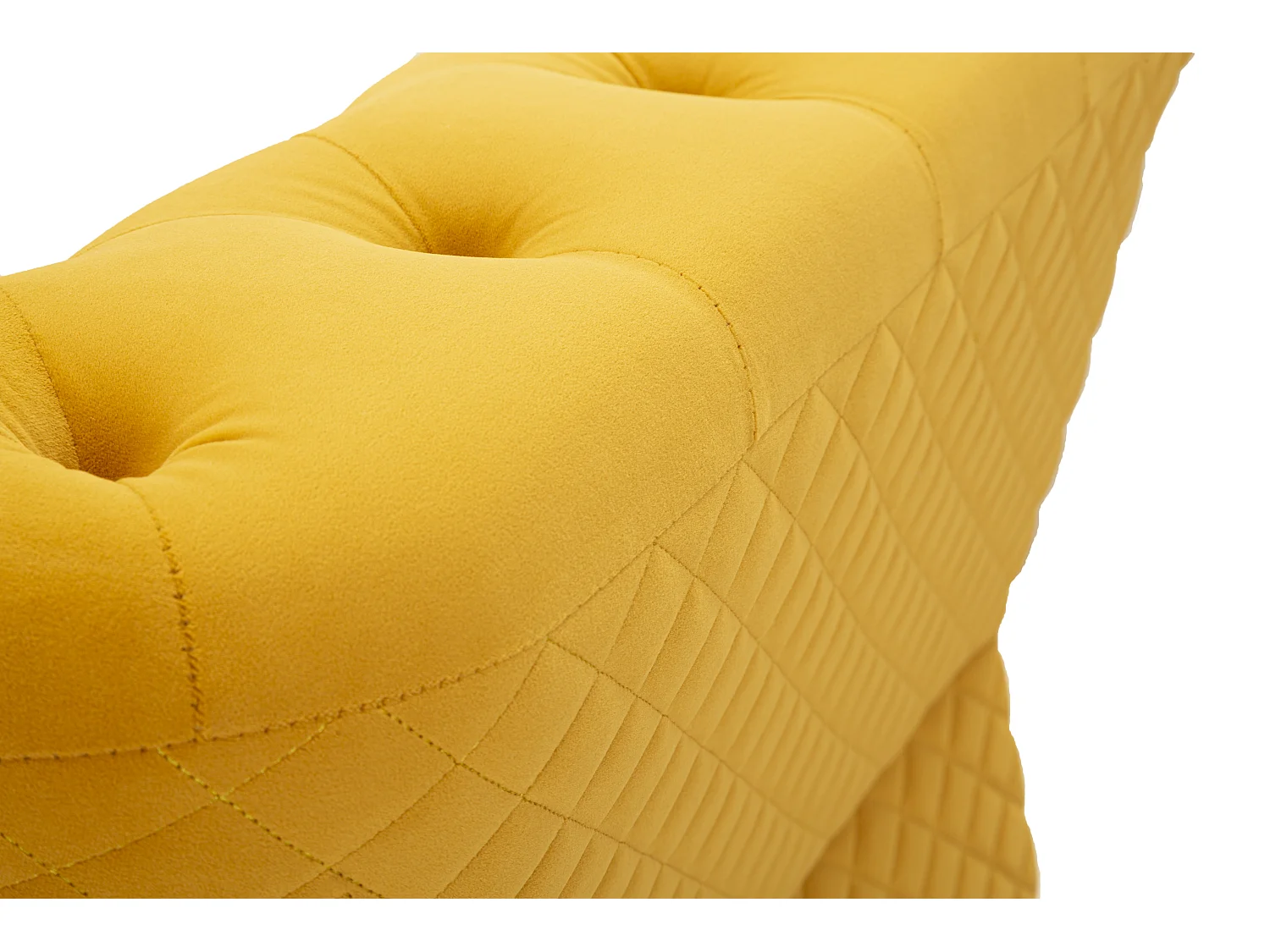 Fauteuil en Velours Capitonné "Emy" 104cm Moutarde