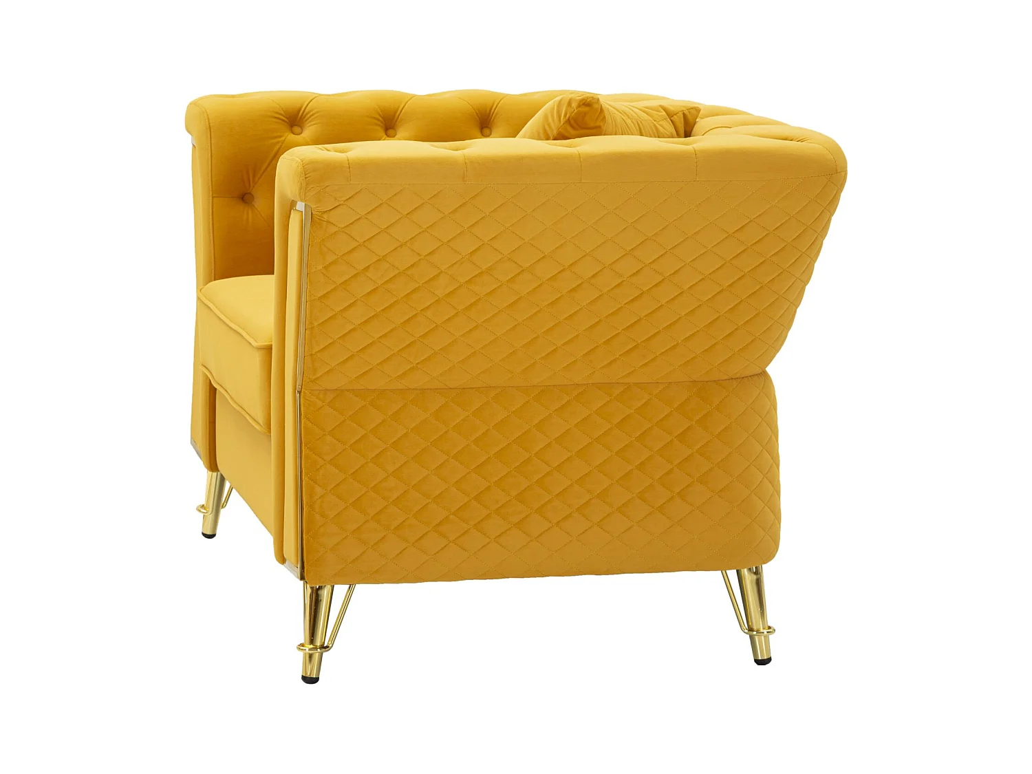 Poltrona in metallo e velluto senape con cuscino cm 104x83x76