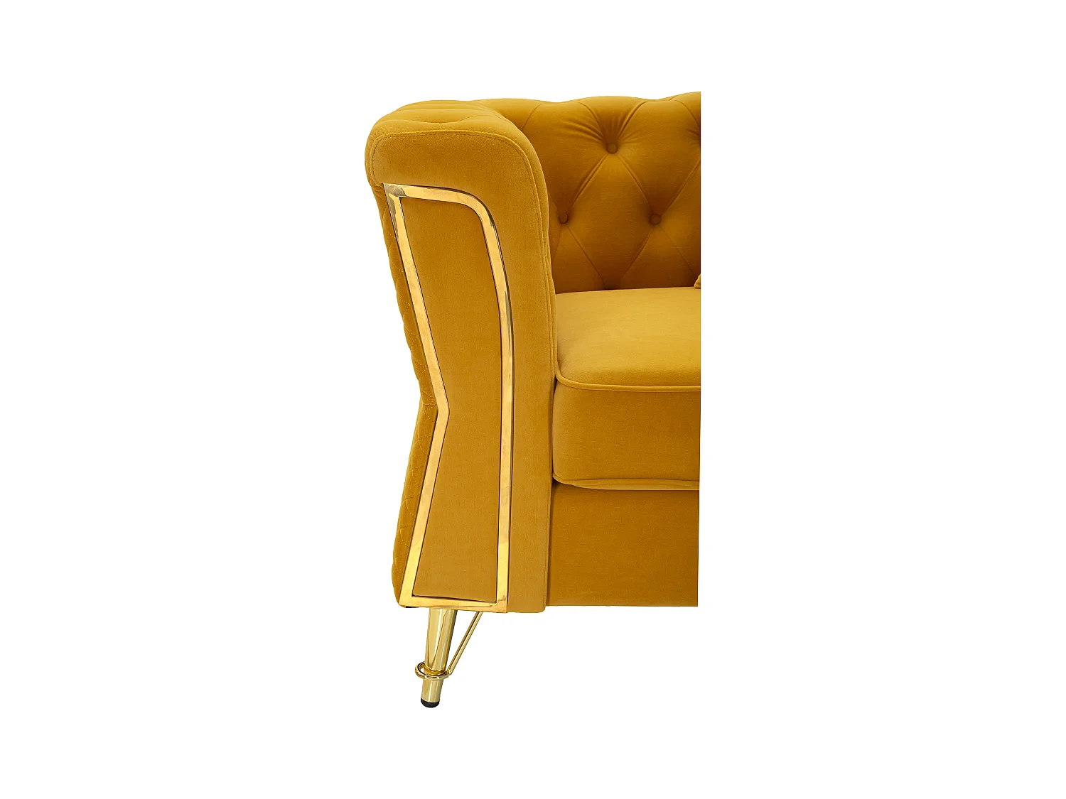 Poltrona in metallo e velluto senape con cuscino cm 104x83x76