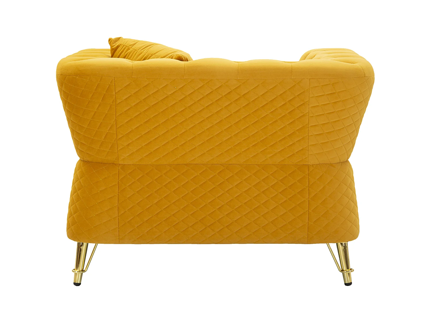 Poltrona in metallo e velluto senape con cuscino cm 104x83x76