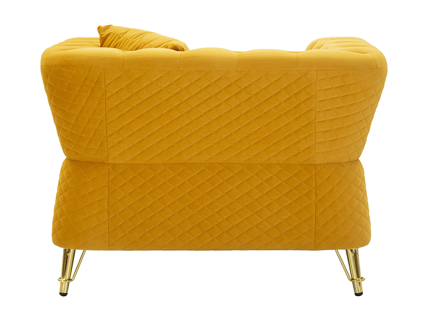 Poltrona in metallo e velluto senape con cuscino cm 104x83x76