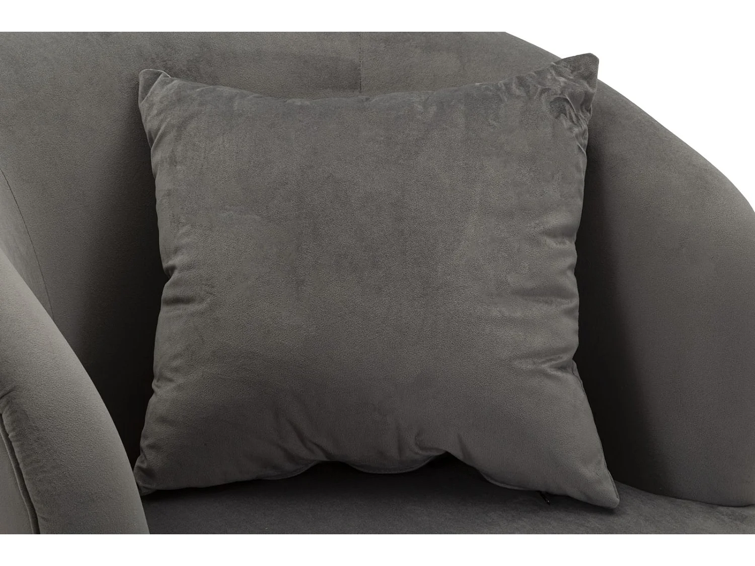 Poltrona in metallo argentato e velluto grigio con cuscino cm 73x66x78