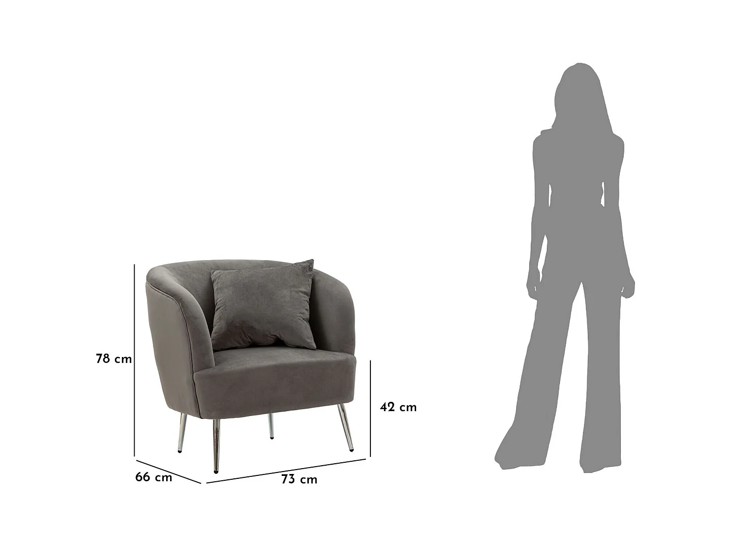 Fauteuil Imitation Fourrure "Soffy" 78cm Gris