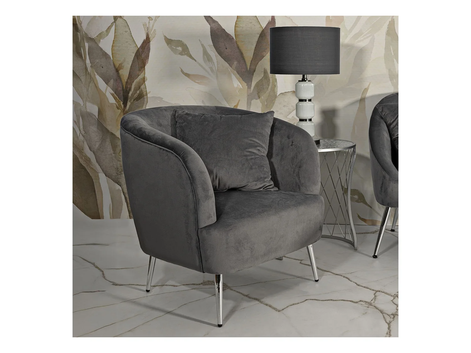 Fauteuil Imitation Fourrure "Soffy" 78cm Gris