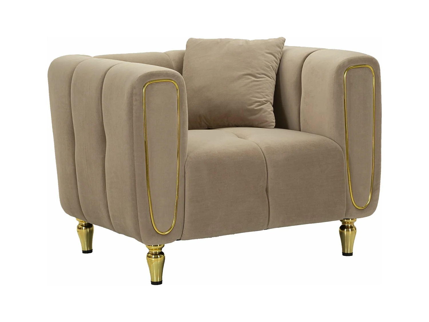 Fauteuil en Velours Matelassé "Alma" 97cm Gris