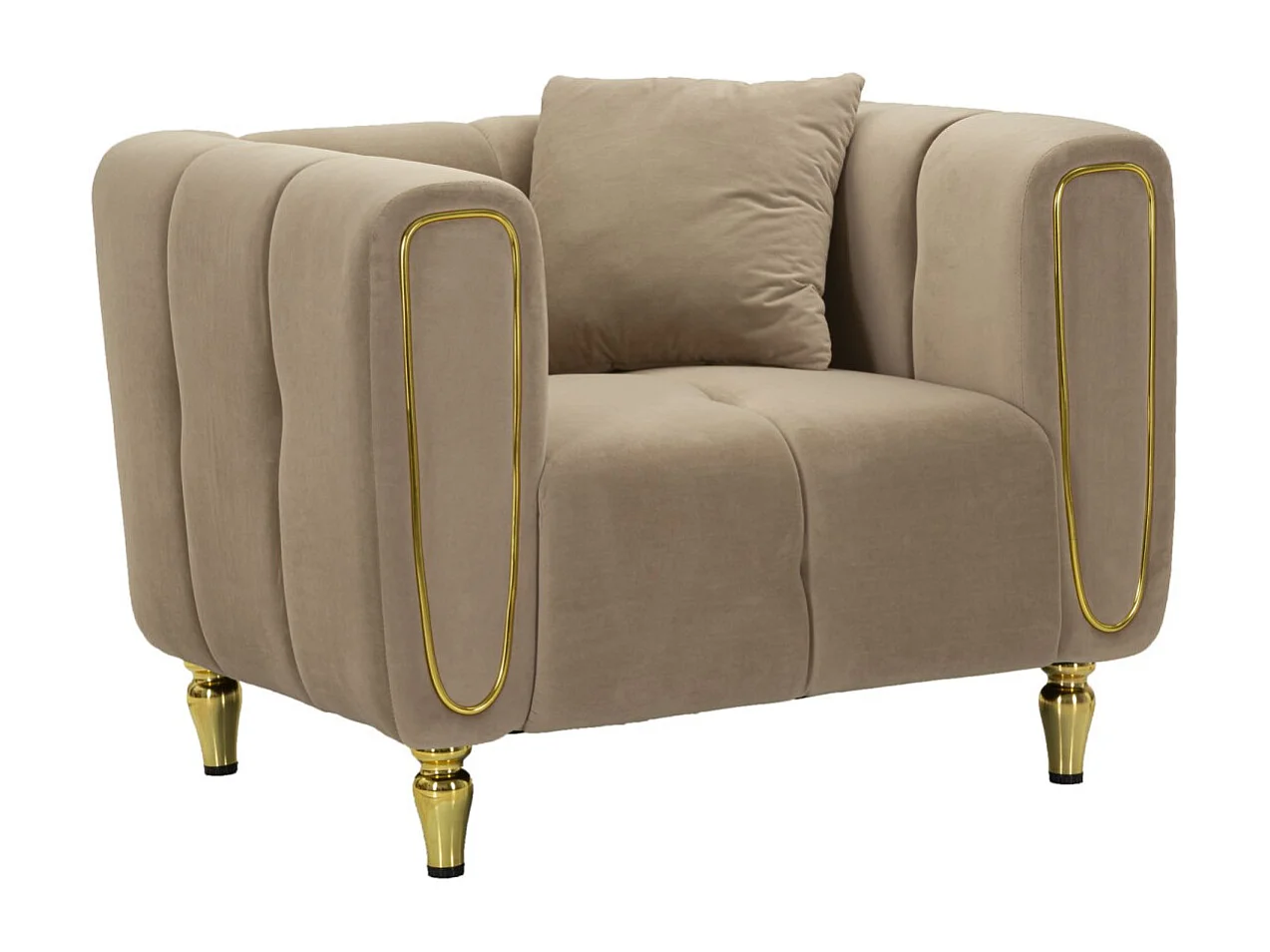 Fauteuil en Velours Matelassé "Alma" 97cm Gris