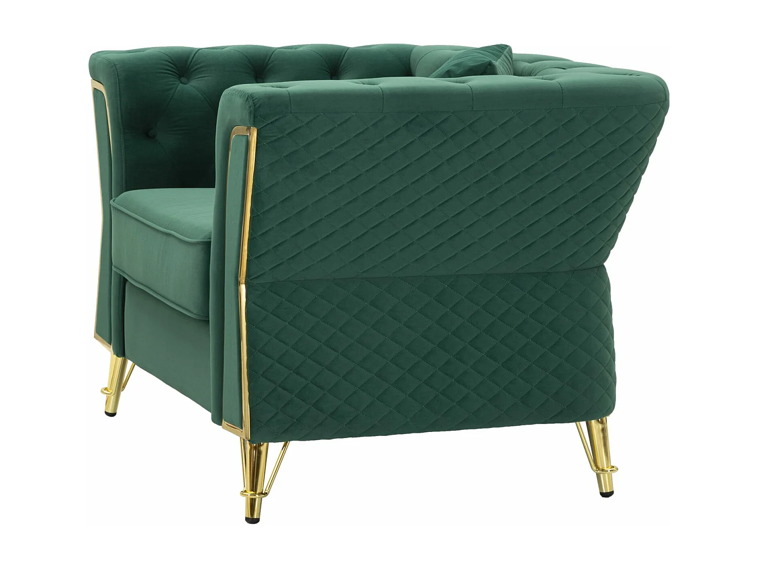 Fauteuil en Velours Capitonné "Emy" 104cm Vert