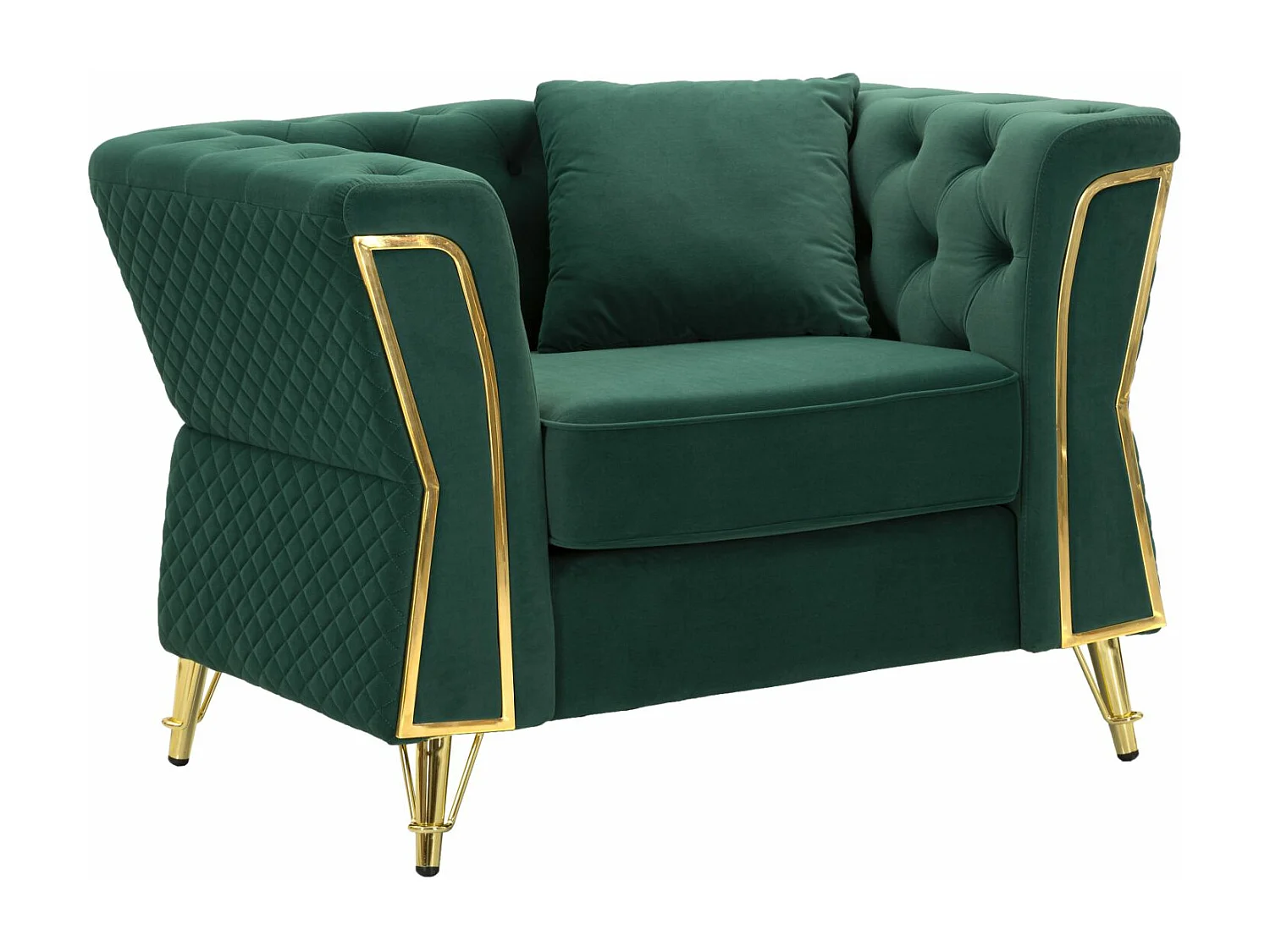 Fauteuil en Velours Capitonné "Emy" 104cm Vert