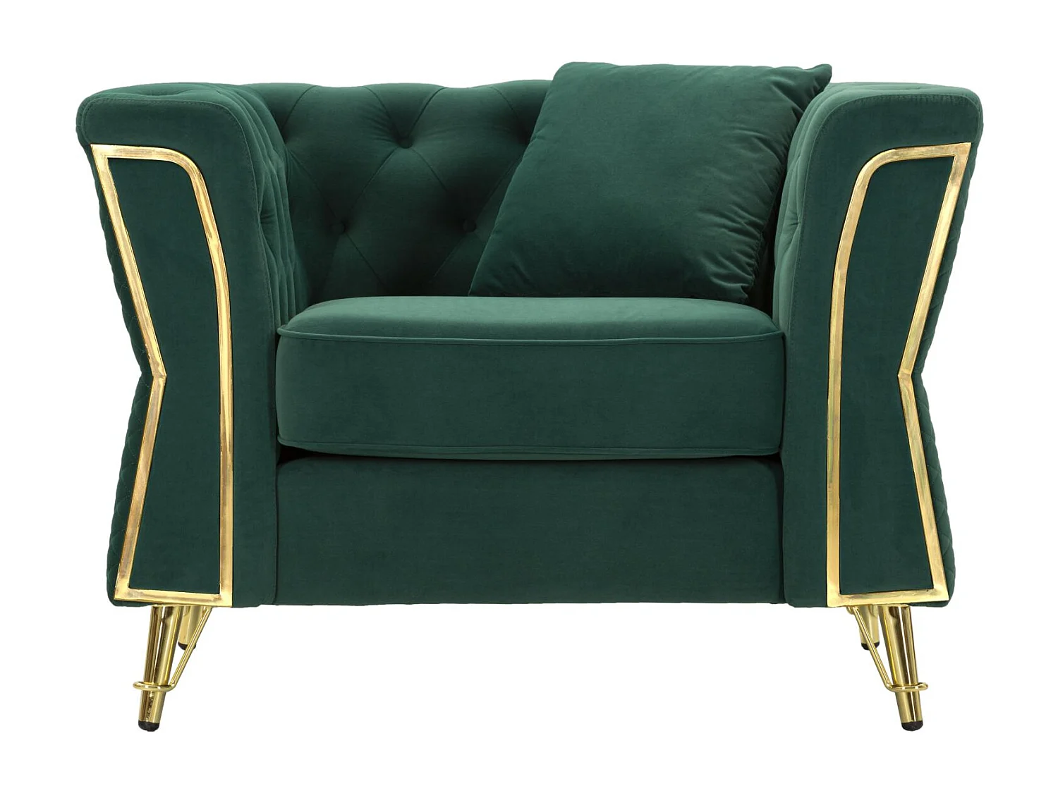 Fauteuil en Velours Capitonné "Emy" 104cm Vert