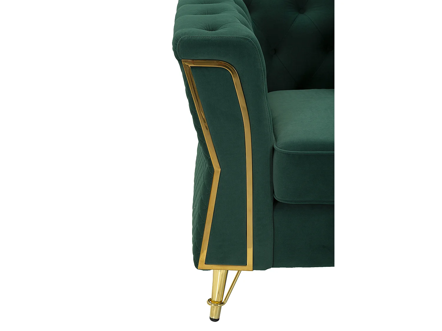 Fauteuil en Velours Capitonné "Emy" 104cm Vert