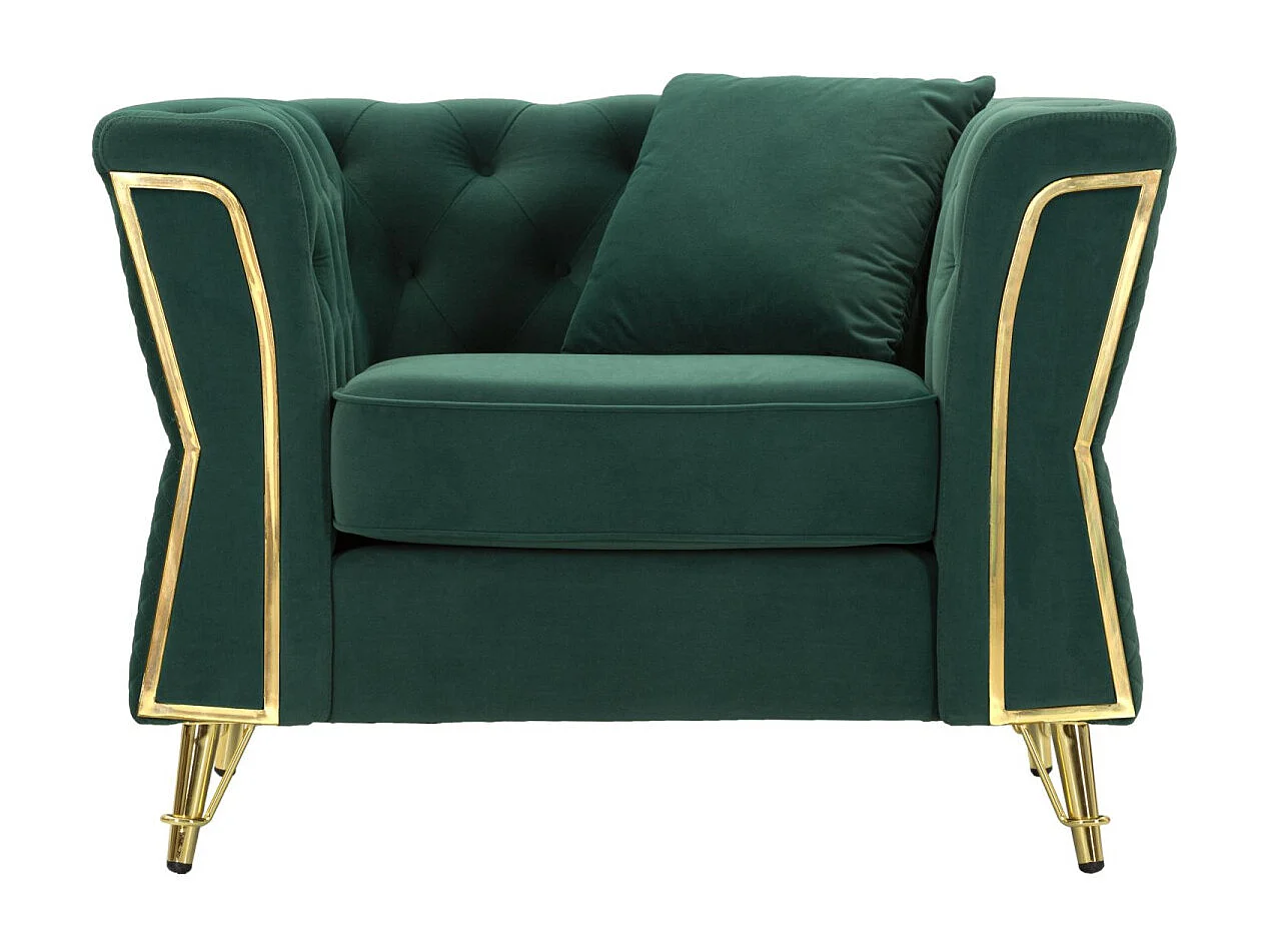 Fauteuil en Velours Capitonné "Emy" 104cm Vert