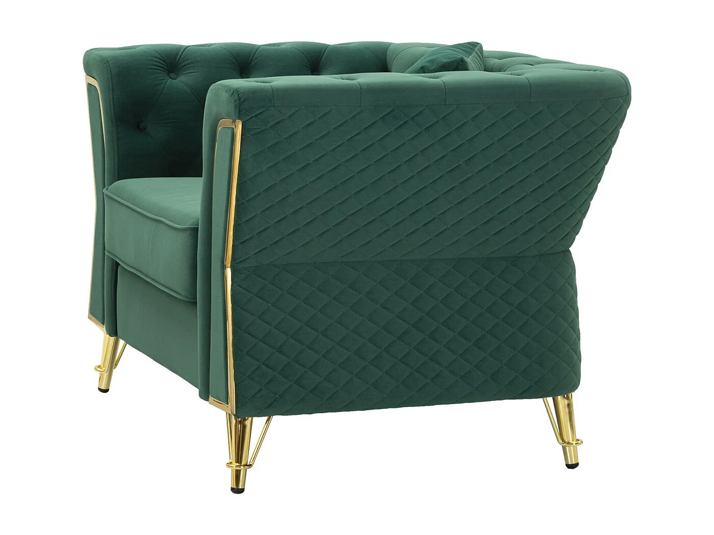 Fauteuil en Velours Capitonné "Emy" 104cm Vert