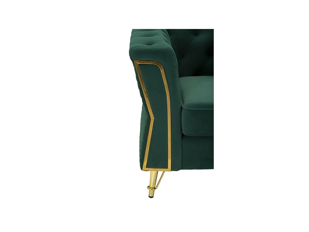 Groene fauteuil van metaal en fluweel met kussen, 104x83x77 cm