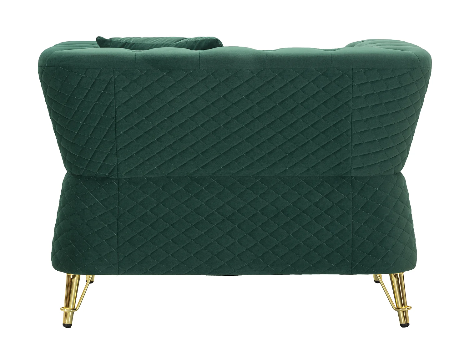 Groene fauteuil van metaal en fluweel met kussen, 104x83x77 cm