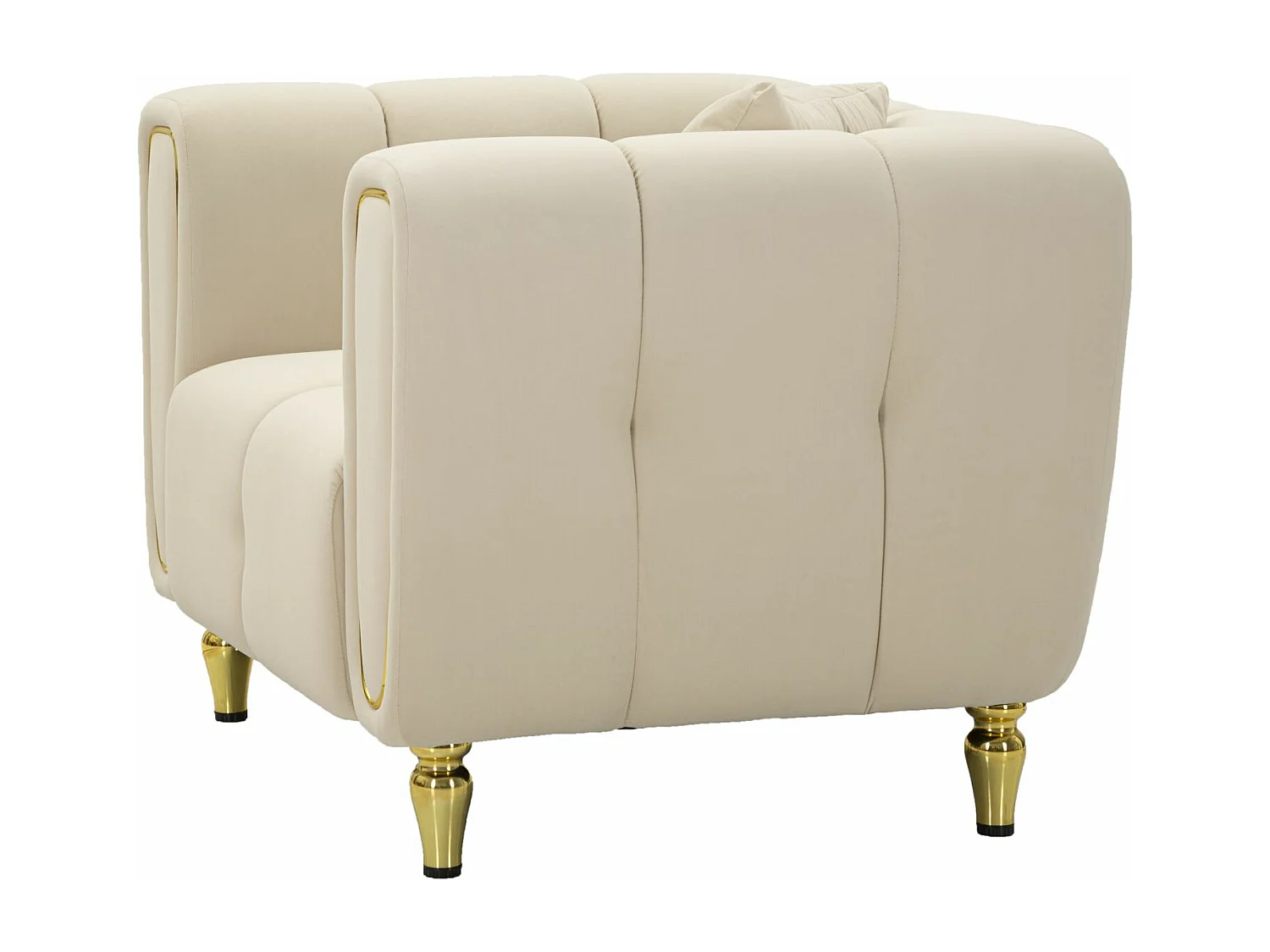 Fauteuil en Velours Matelassé "Alma" 97cm Crème