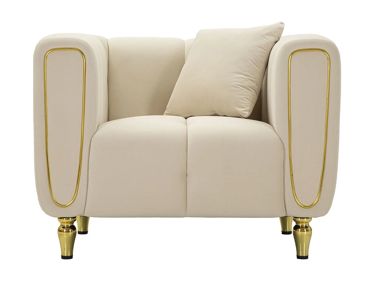 Fauteuil en Velours Matelassé "Alma" 97cm Crème