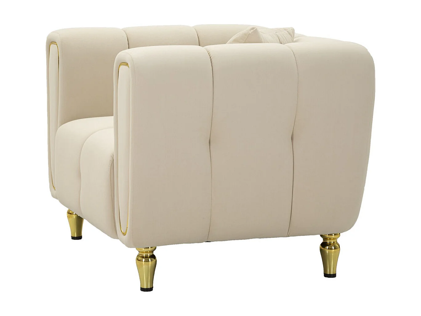 Fauteuil en Velours Matelassé "Alma" 97cm Crème