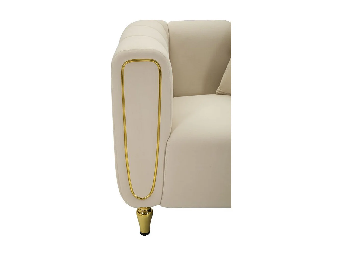 Fauteuil en Velours Matelassé "Alma" 97cm Crème