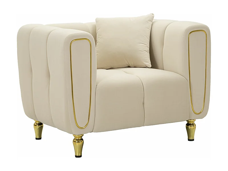 Fauteuil en Velours Matelassé "Alma" 97cm Crème