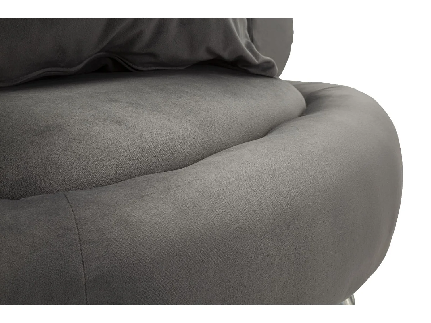 Poltrona in metallo argentato e velluto grigio con cuscino cm 78x68x85