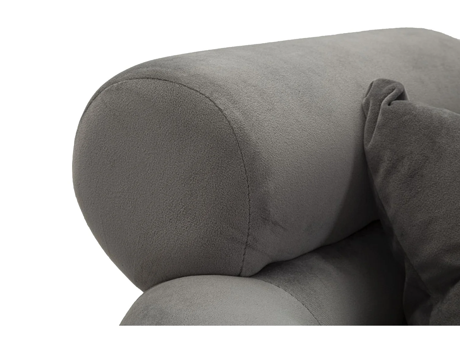 Poltrona in metallo argentato e velluto grigio con cuscino cm 78x68x85