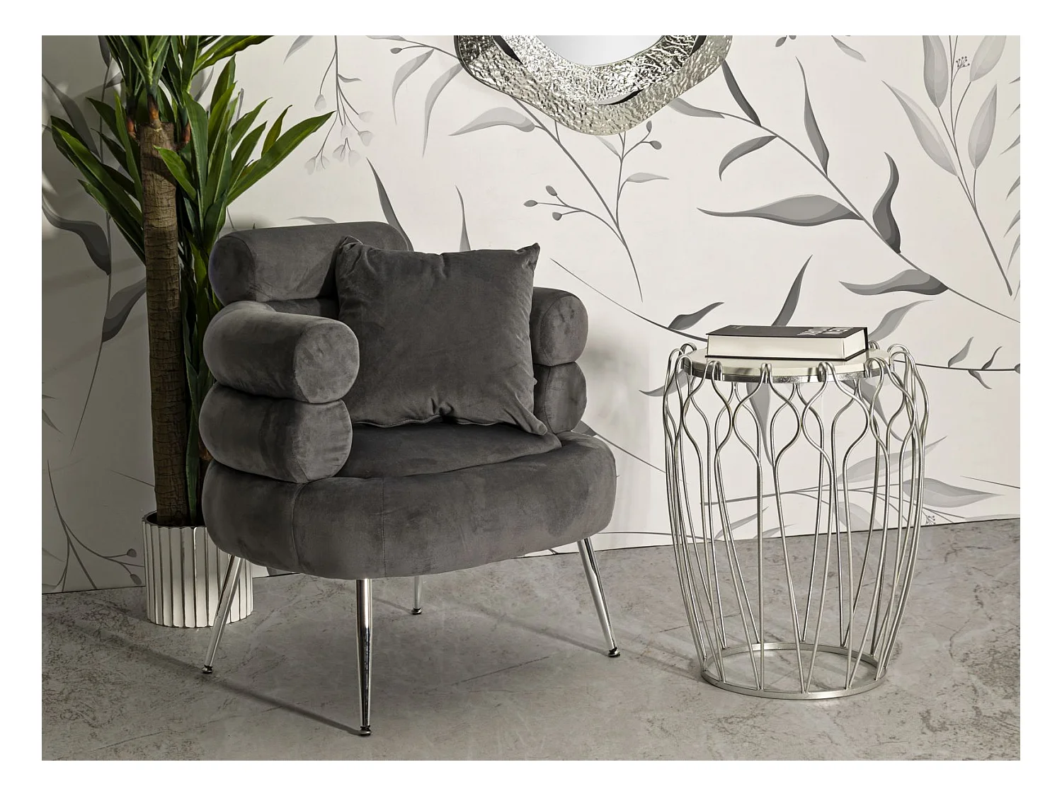 Fauteuil Imitation Fourrure "Soffy+" 85cm Gris