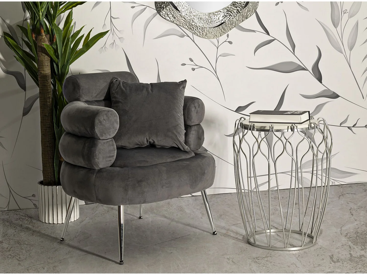 Fauteuil Imitation Fourrure "Soffy+" 85cm Gris