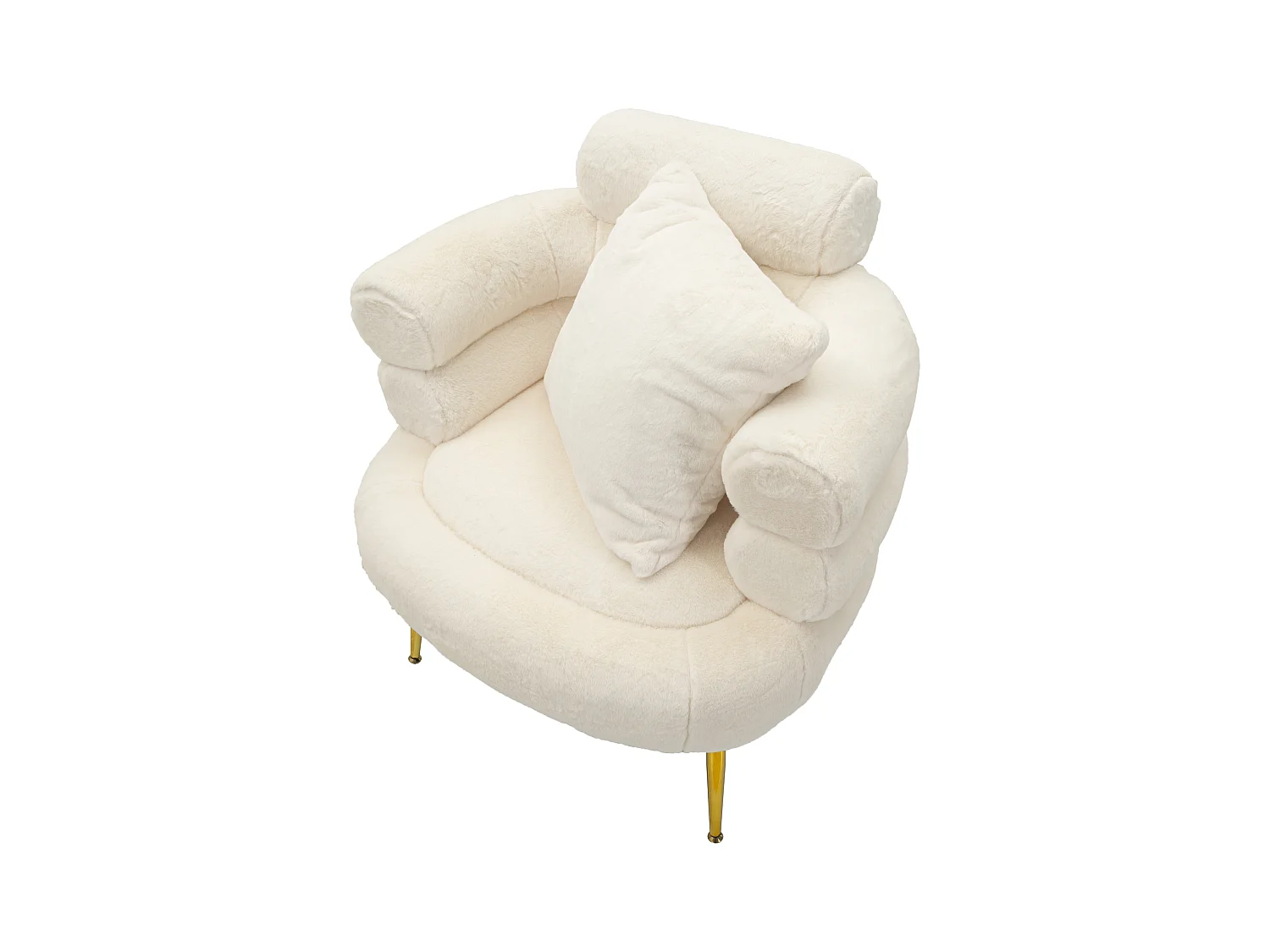 Fauteuil Imitation Fourrure "Soffy+" 85cm Blanc & Or
