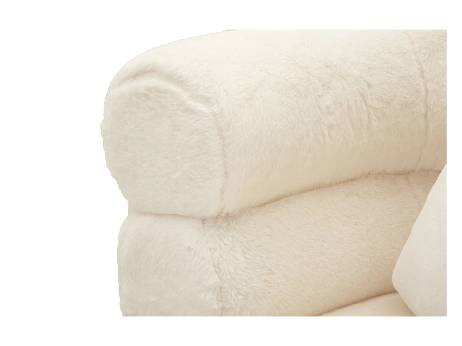 Fauteuil Imitation Fourrure "Soffy+" 85cm Blanc & Or