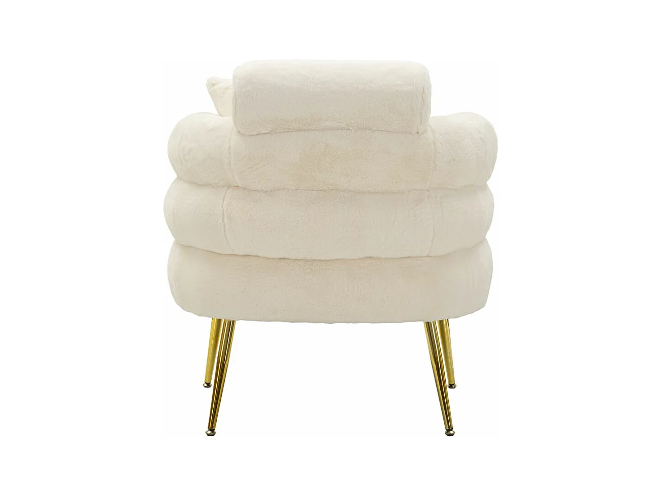 Fauteuil Imitation Fourrure "Soffy+" 85cm Blanc & Or