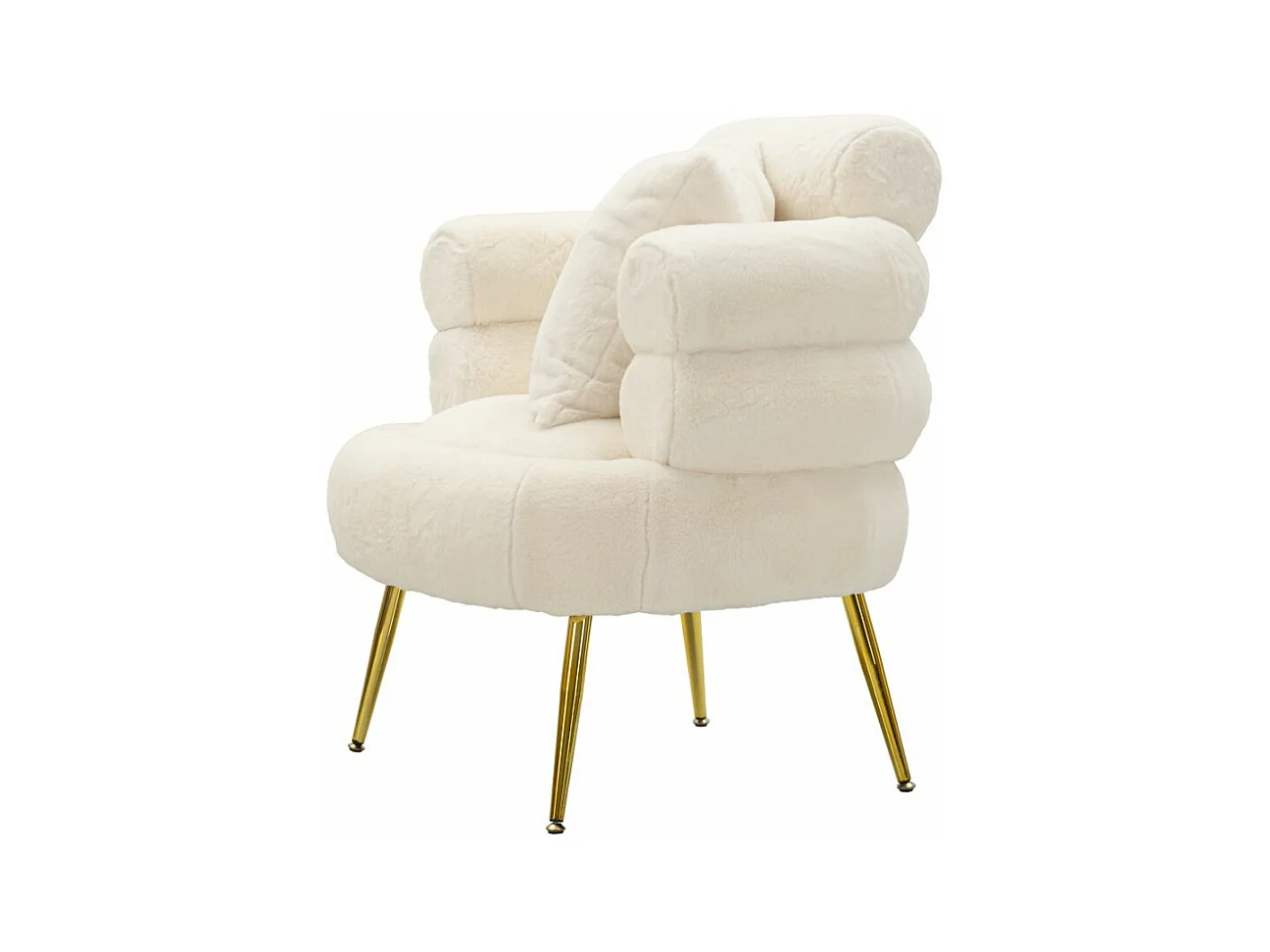 Fauteuil Imitation Fourrure "Soffy+" 85cm Blanc & Or