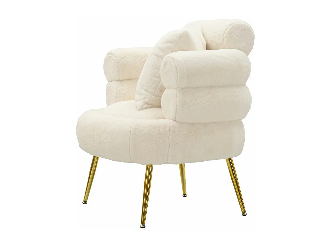 Fauteuil Imitation Fourrure "Soffy+" 85cm Blanc & Or