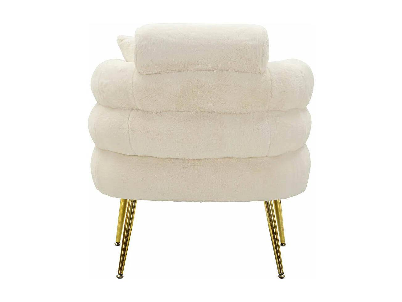 Fauteuil Imitation Fourrure "Soffy+" 85cm Blanc & Or