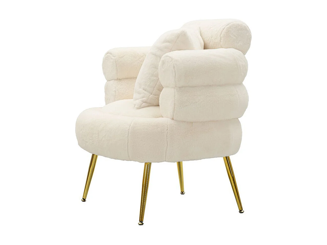 Fauteuil Imitation Fourrure "Soffy+" 85cm Blanc & Or