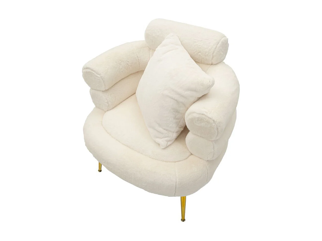 Fauteuil Imitation Fourrure "Soffy+" 85cm Blanc & Or