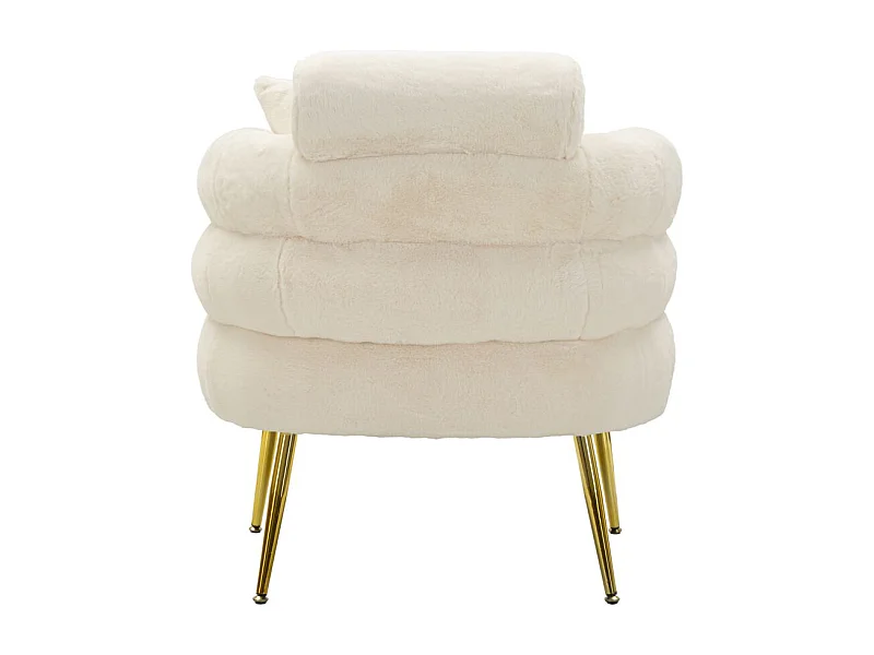 Fauteuil Imitation Fourrure "Soffy+" 85cm Blanc & Or