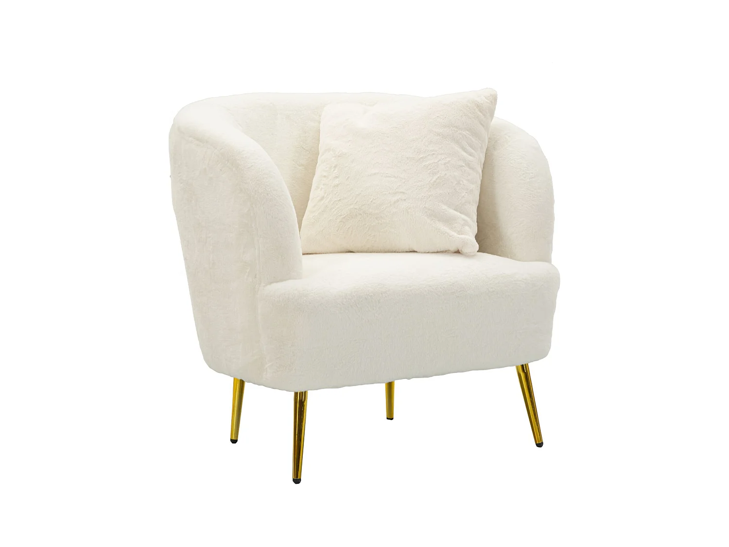 Fauteuil en métal doré et tissu blanc avec coussin cm 73x66x78.