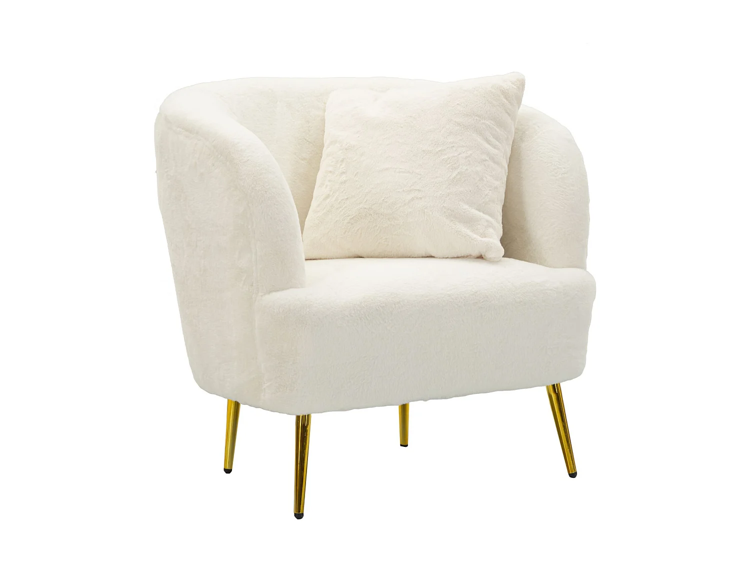 Fauteuil Imitation Fourrure "Soffy" 78cm Blanc & Or